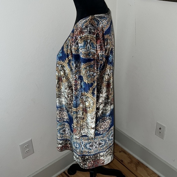 From The Heart Jaida soft velvet retro print dress tunic Sz L - Picture 3 of 7